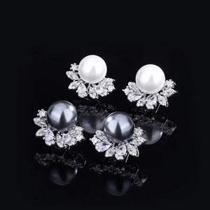 Jeweled Freshwater Shell Earrings, Flower Holders