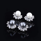Jeweled Freshwater Shell Earrings, Flower Holders