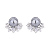 Jeweled Freshwater Shell Earrings, Flower Holders