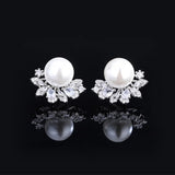 Jeweled Freshwater Shell Earrings, Flower Holders