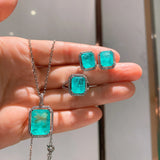 Elegant Jewelry Set with Wind Simulation Palaiba Ring Earrings Necklace