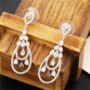 Shining Zircon Drop Earrings for Evening Dress