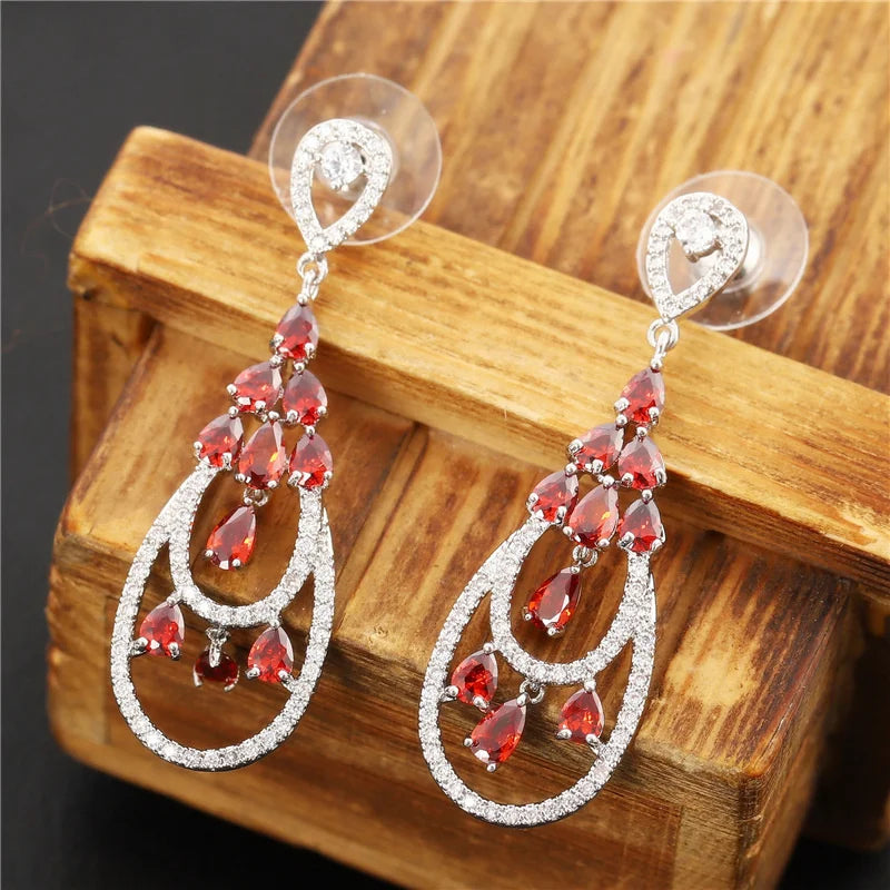 Shining Zircon Drop Earrings for Evening Dress