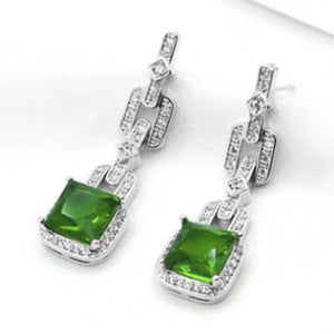 Colorful Zircon Tassel Earrings with Diamonds