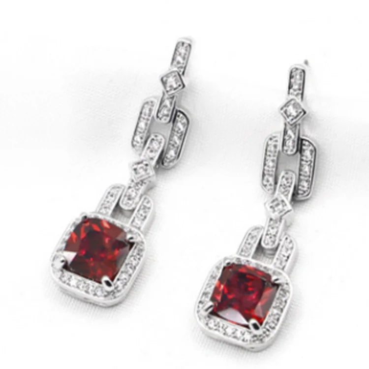 Colorful Zircon Tassel Earrings with Diamonds