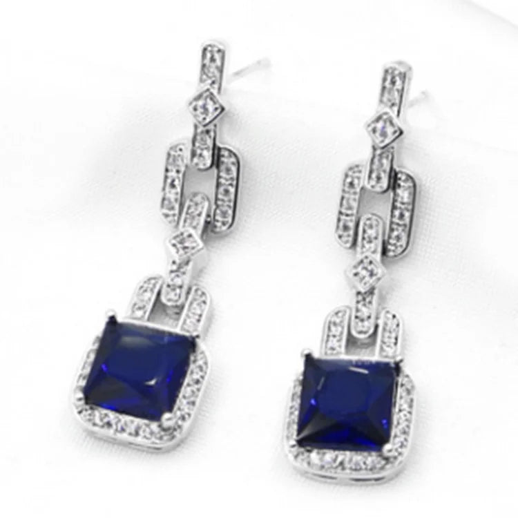 Colorful Zircon Tassel Earrings with Diamonds