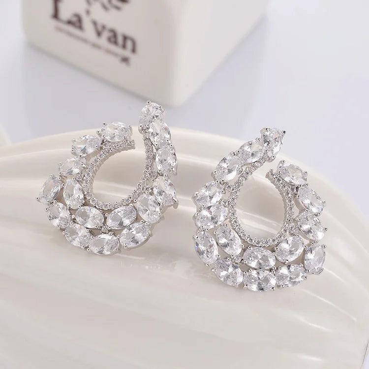925 Silver Zircon Earrings, Personalized Flower Female Ins