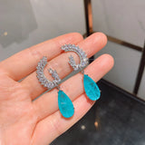 Sky Fangzhen Big Water Drop Jewelry Set Earrings Pendant Main Stone 15 * 25