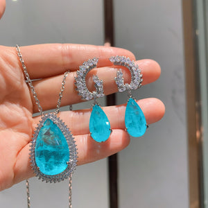 Sky Fangzhen Big Water Drop Jewelry Set Earrings Pendant Main Stone 15 * 25