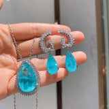 Sky Fangzhen Big Water Drop Jewelry Set Earrings Pendant Main Stone 15 * 25