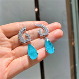 Sky Fangzhen Big Water Drop Jewelry Set Earrings Pendant Main Stone 15 * 25