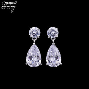 Water Drop Zircon Earrings S925 Silver Needle Ins Wind