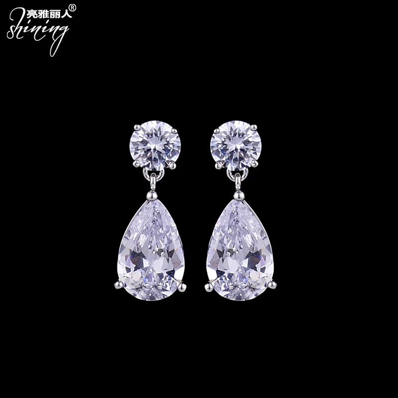 Water Drop Zircon Earrings S925 Silver Needle Ins Wind