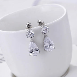 Water Drop Zircon Earrings S925 Silver Needle Ins Wind
