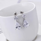 Water Drop Zircon Earrings S925 Silver Needle Ins Wind