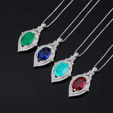 Noble Red Corundum Necklace with Emerald Pendant