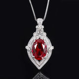 Noble Red Corundum Necklace with Emerald Pendant