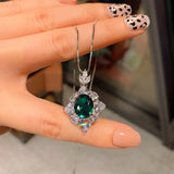 Diamond Pendant Necklace 10*12 Main Stone Simulated Treasure Jewels