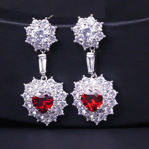 925 Silver Heart-shaped Zircon Short Earrings