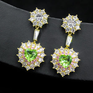 925 Silver Heart-shaped Zircon Short Earrings