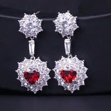 925 Silver Heart-shaped Zircon Short Earrings
