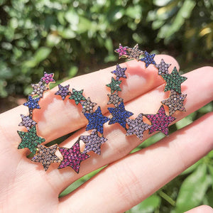 Colorful Zirconia Star Earrings - Women's Rainbow Jewelry