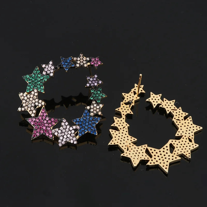 Colorful Zirconia Star Earrings - Women's Rainbow Jewelry