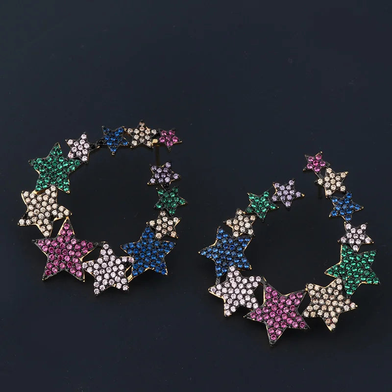 Colorful Zirconia Star Earrings - Women's Rainbow Jewelry