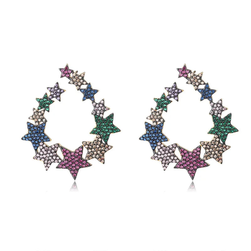 Colorful Zirconia Star Earrings - Women's Rainbow Jewelry