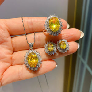 Y101 Diamond Wind Women's Pendant Earring Necklace Set