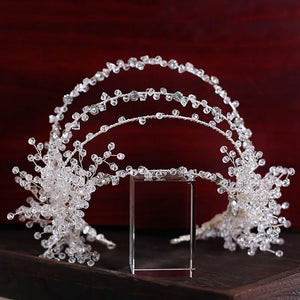 Bride Crystal Multi-Layer Crown Hairband Earring Sets Wedding Jewelry