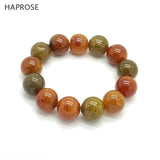 Brown Agate Bracelet Tea Dragon Pattern 12mm Beads Lion Head Bracelet