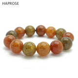 Brown Agate Bracelet Tea Dragon Pattern 12mm Beads Lion Head Bracelet