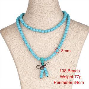 Buddha 108 Pcs Natural Mint Howlite Beads Prayer Bracelet Necklace