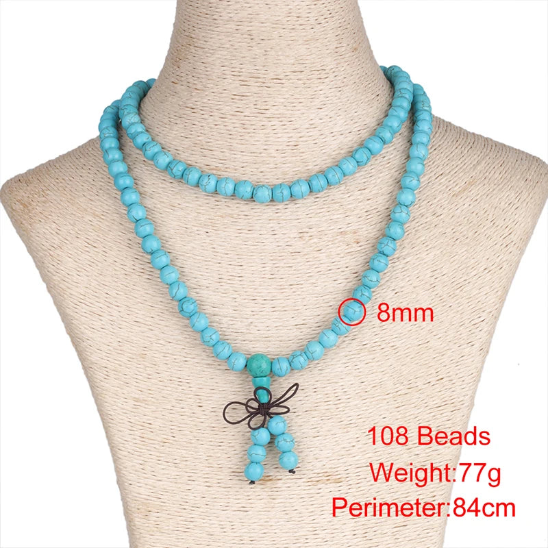 Buddha 108 Pcs Natural Mint Howlite Beads Prayer Bracelet Necklace