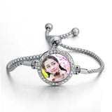 Dye Sublimation Button Bracelet for Women Zircon Jewelry 18mm