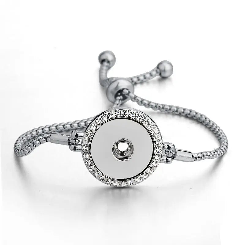 Dye Sublimation Button Bracelet for Women Zircon Jewelry 18mm