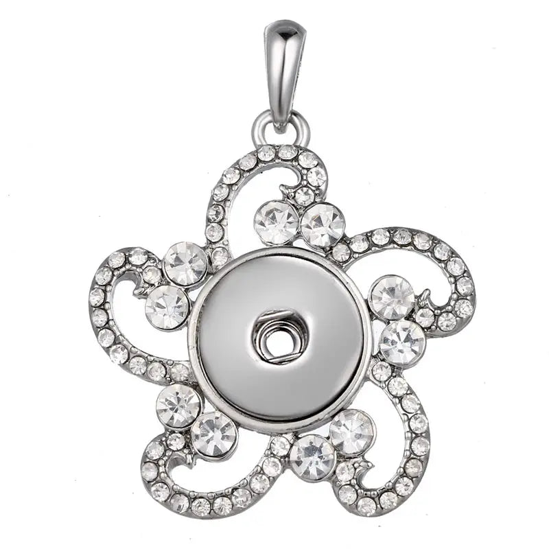 Dye Sublimation Flower Button Necklaces Pendant Jewelry