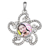 Dye Sublimation Flower Button Necklaces Pendant Jewelry