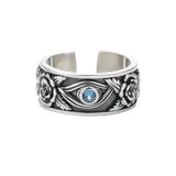 Men's Vintage Silvery Eyes Pattern Open Ring
