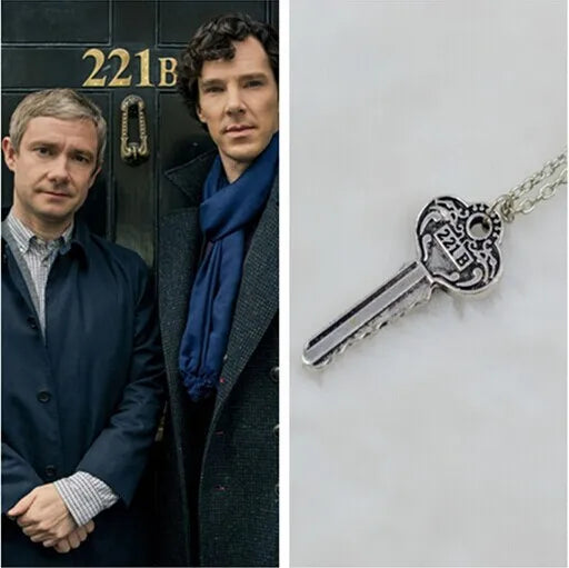 Vintage Charm 221B Sherlock Necklace Key, 20pcs