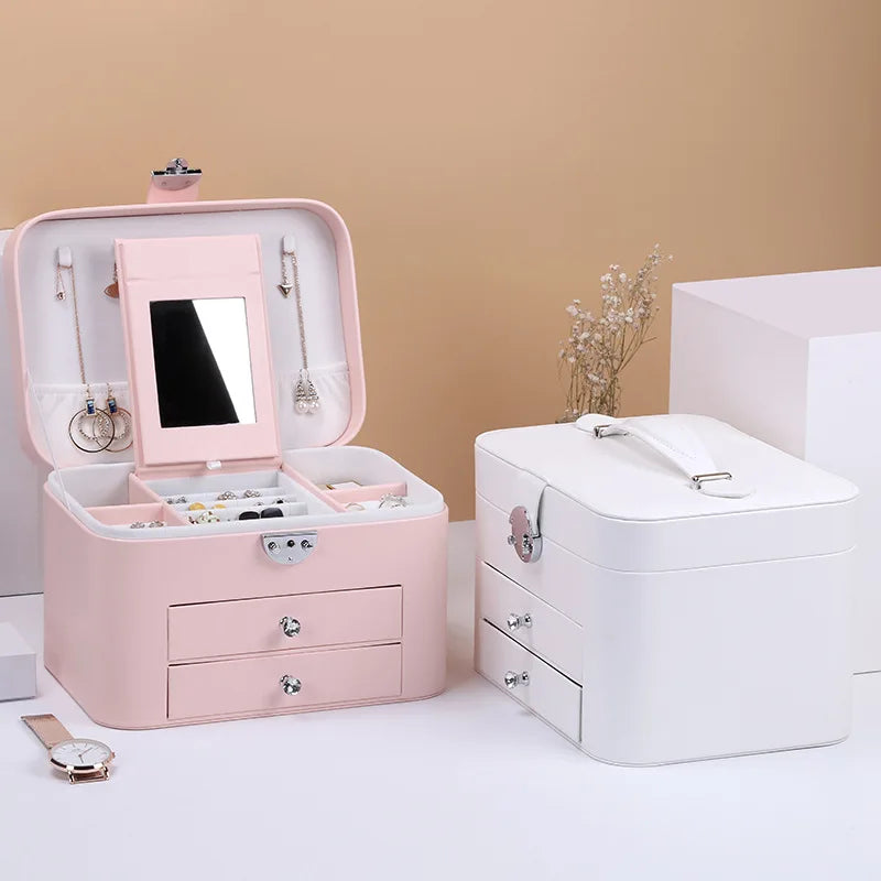 Mini Leather Jewelry Storage Case for Home Travel