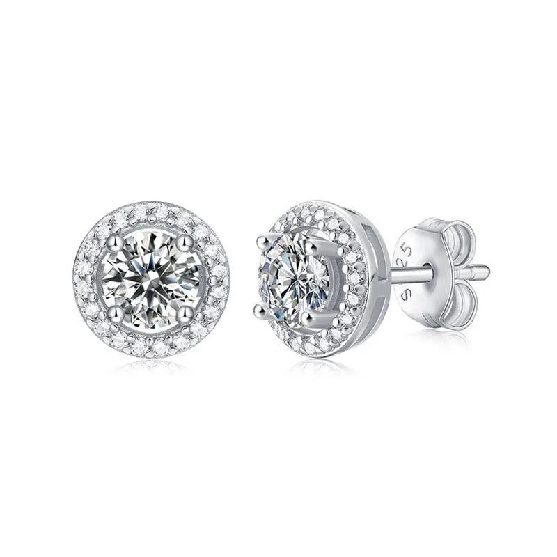 1CTW Moissanite Diamond Stud Earrings in 925 Sterling Silver for Women