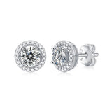 1CTW Moissanite Diamond Stud Earrings in 925 Sterling Silver for Women