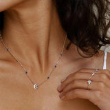 925 Silver Heart Pendant Necklace with Colorful Zircon