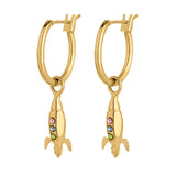 925 Silver Plated Spaceship Rocket Drop Earrings Fine Jewelry