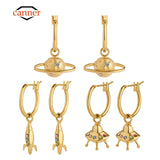 925 Silver Plated Spaceship Rocket Drop Earrings Fine Jewelry