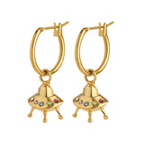 925 Silver Plated Spaceship Rocket Drop Earrings Fine Jewelry