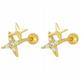 925 Silver Stud Earrings for Women Cartilage Piercing 2pcs