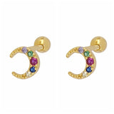 925 Silver Stud Earrings for Women Cartilage Piercing 2pcs